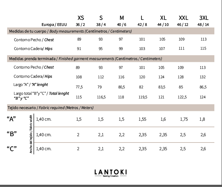Mono Bide – patrón de costura PDF, tallas